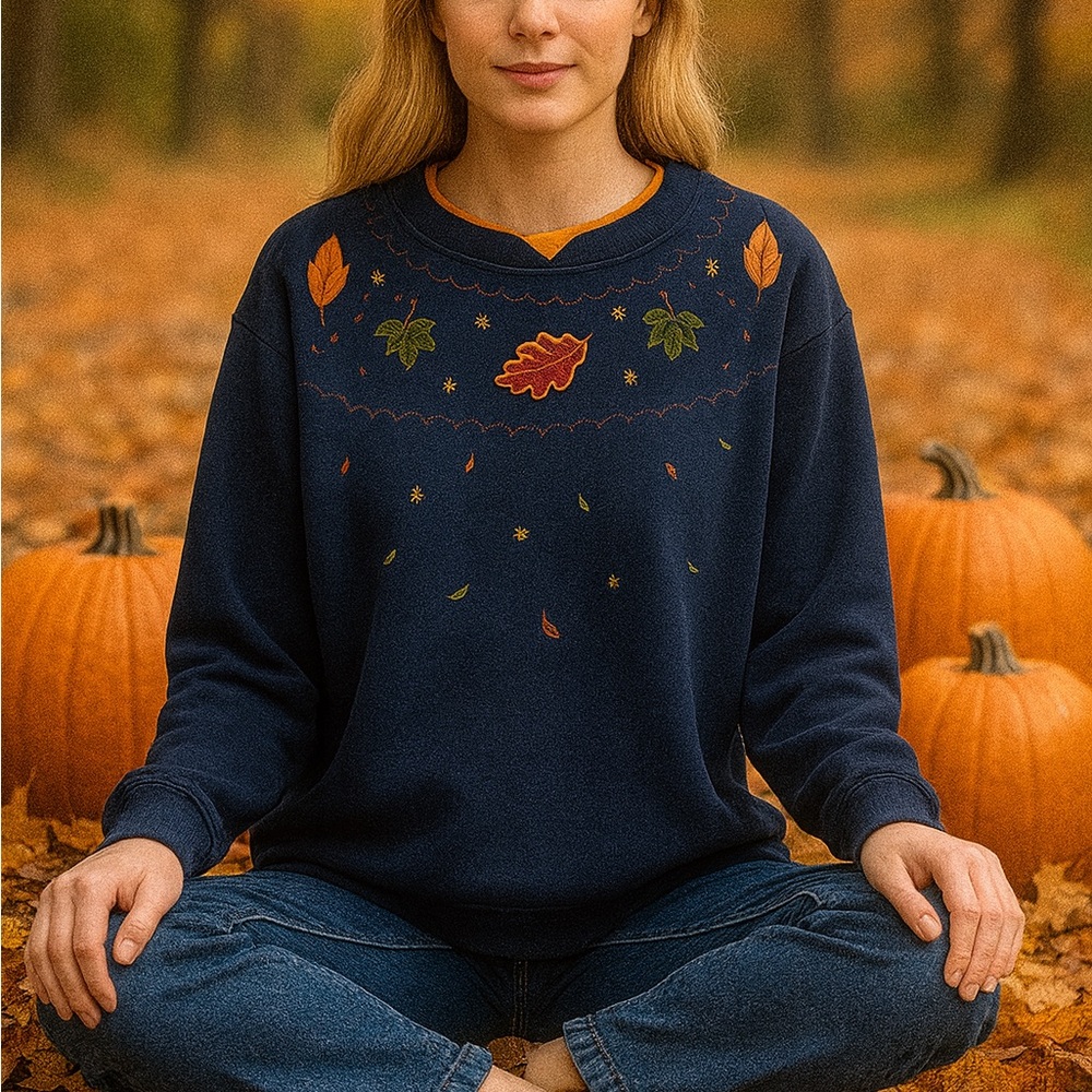 Vintage 1990’s Shenanigans Fall Autumn Leaf Granny Sweatshirt Size 1X